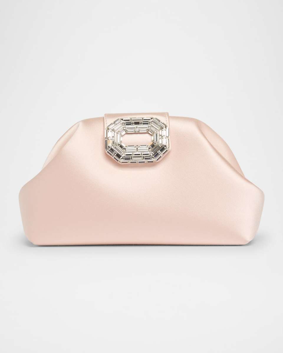 Camelia Buckle Satin Clutch Bag